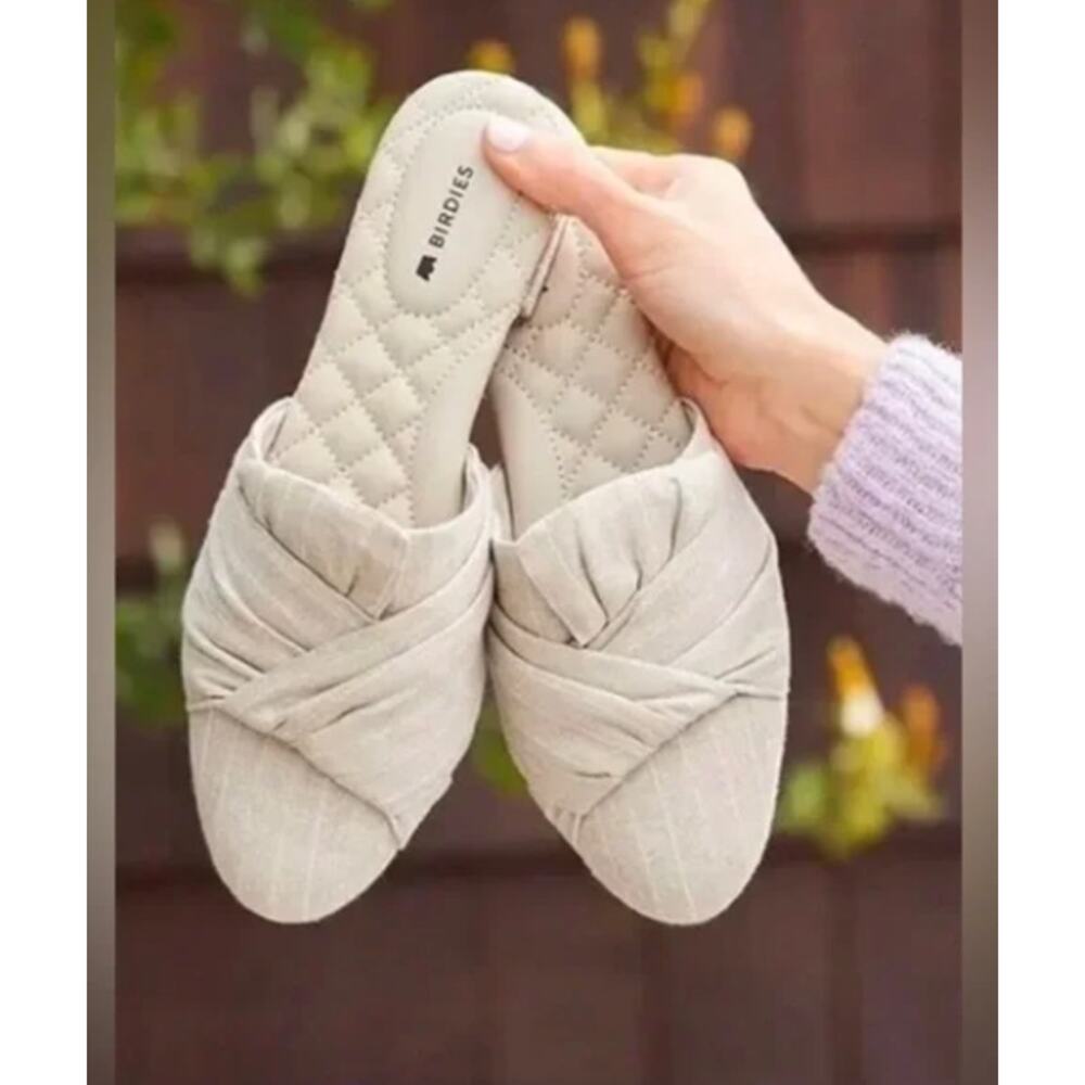 Birdies The Songbird Linen Stripe Mule Womens 7 Neutral Capsule Wardrobe Office